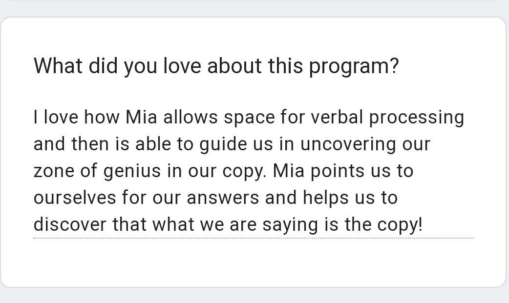 Copy Coaching Testimonial