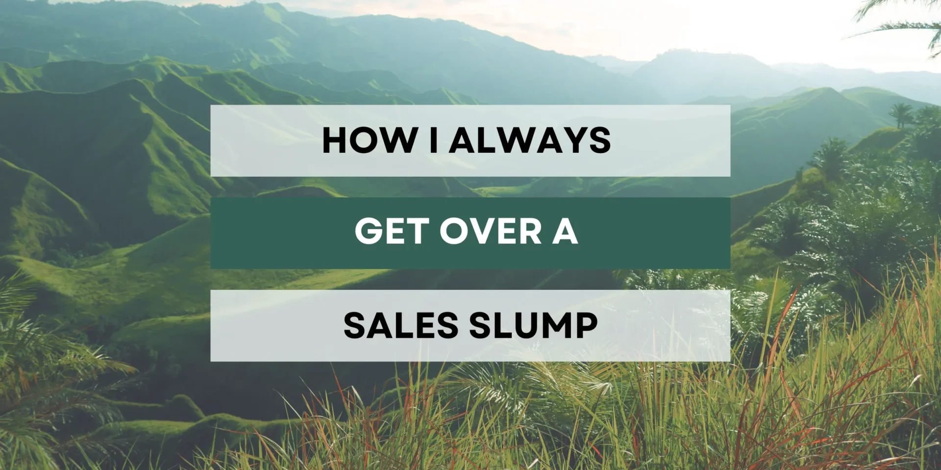 Decorative image of nature, with a text overlay "How I always get over a sales slump"