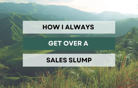 Decorative image of nature, with a text overlay "How I always get over a sales slump"