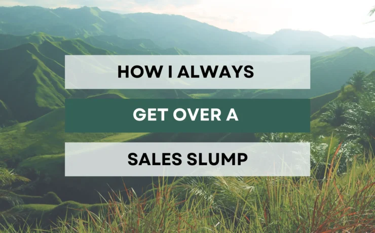 Decorative image of nature, with a text overlay "How I always get over a sales slump"